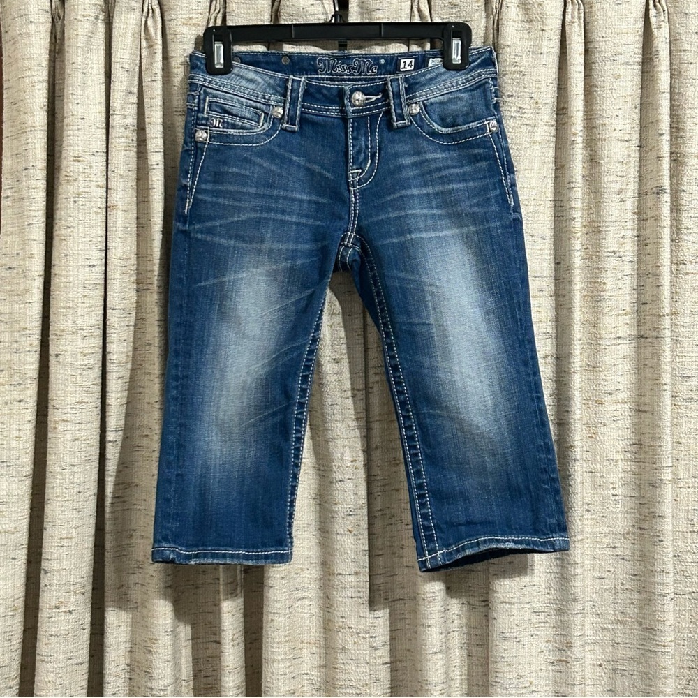 Miss Me Girls Fleur-De-Lis Denim Capris